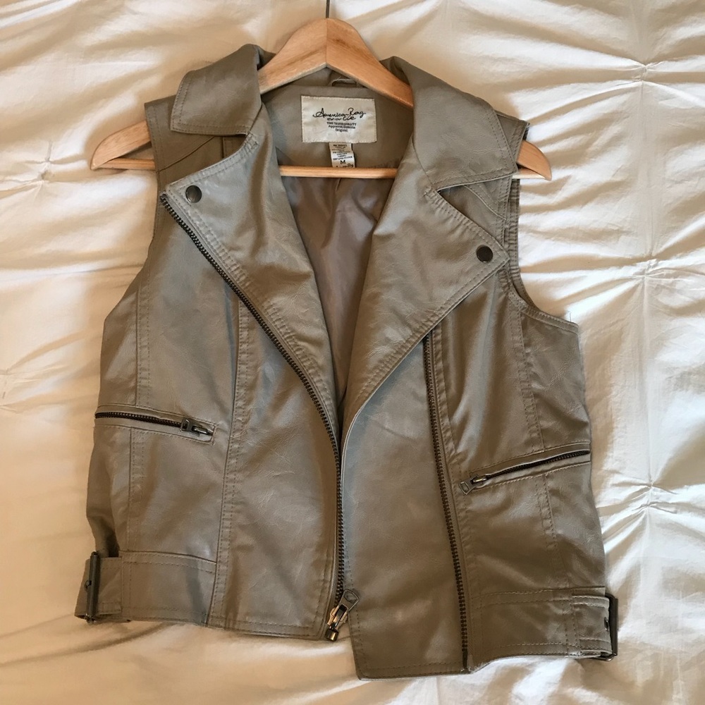American Rag Faux Leather Moto Vest